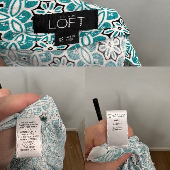 NWT Loft Sand Dollar Romper Aqua Black Bell Sleeve Preppy Summer Beach Size XS - Picture 8 of 10